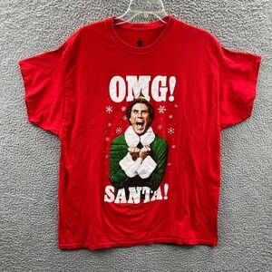 Elf Buddy Will Ferrell Men XL Christmas Graphic Shirt Red Funny Ripple‎ Junction